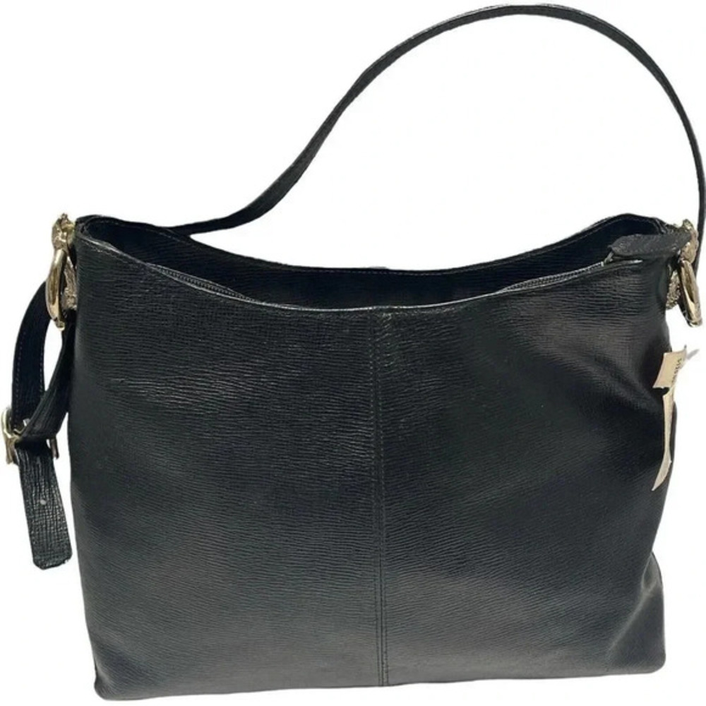 Gianfranco FERRE Vintage Purse  Silver Lion Claw Handbag Black Canvas Embossed